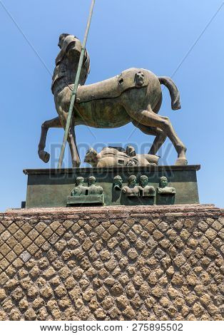 Pompeii, Italy - June 15, 2017: Sculptures Of The Polish Sculptor Igor Mitoraj On Display At Pompeii