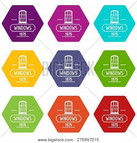 Inside Window Icons 9 Set Coloful Isolated On White For Web