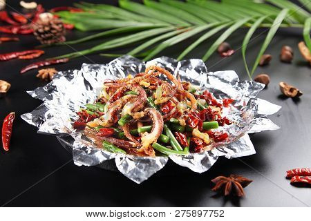 Teppan Grill Squid Shall In A Iron Dish