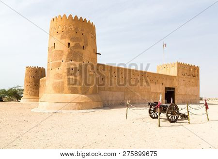 Al Zubara Fort, Az Zubarah, Historic Qatari Military Fortress Built From Coral Rock And Limestone An