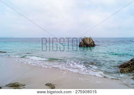 Melide Is A Beautiful Beach Located At Ons Islands, In The Illas Atlánticas National Park In Galicia