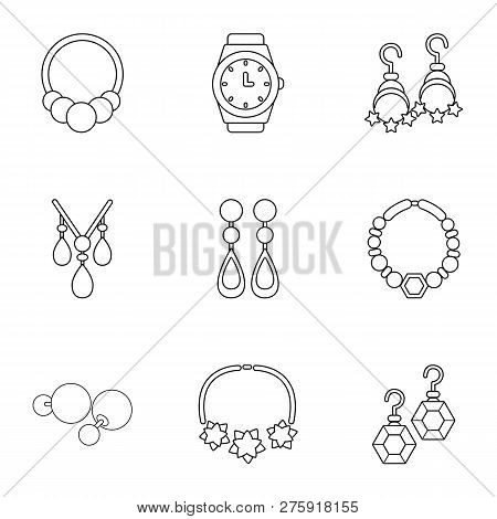Adamantine Icons Set. Outline Set Of 9 Adamantine Icons For Web Isolated On White Background