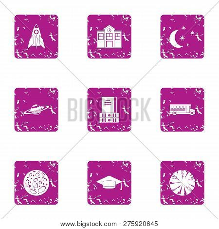 Interesting Idea Icons Set. Grunge Set Of 9 Interesting Idea Icons For Web Isolated On White Backgro