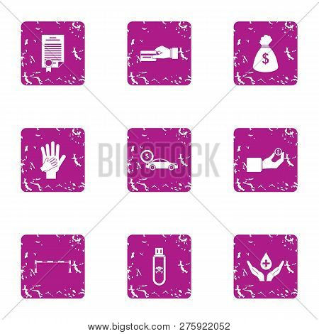 Memorandum Icons Set. Grunge Set Of 9 Memorandum Icons For Web Isolated On White Background