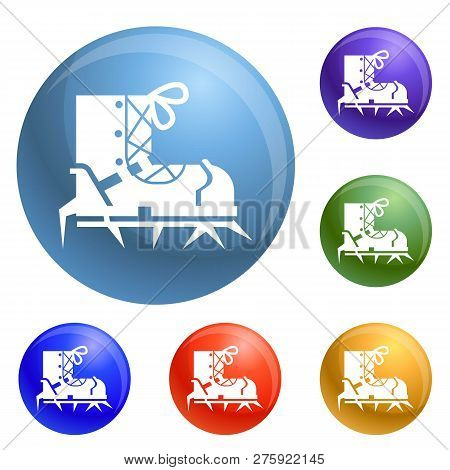 Climb Spike Boot Icons Set 6 Color Isolated On White Background