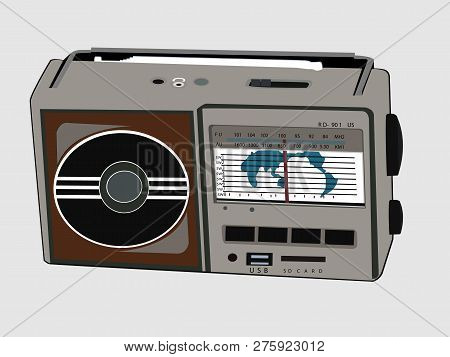 Vector Illustration Of Old Fashioned Shortwave Radio