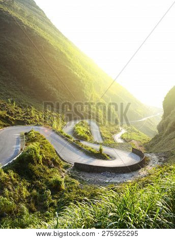 Amazing Mountain Pass Road Called Nine Ramps Or Doc Chin Khoanh In Vietnamese Near Dong Van Karst Ge
