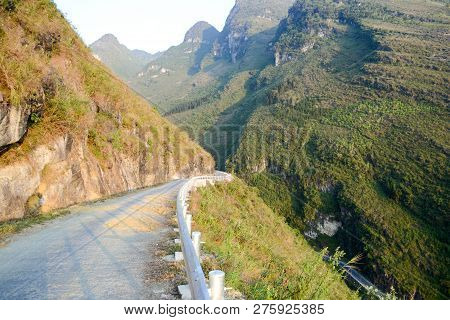 Amazing Mountain Pass Road Called Nine Ramps Or Doc Chin Khoanh In Vietnamese Near Dong Van Karst Ge