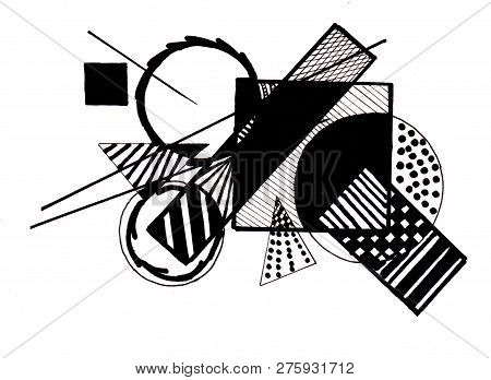 Abstract Picture With Geometrick Figure, Black And White