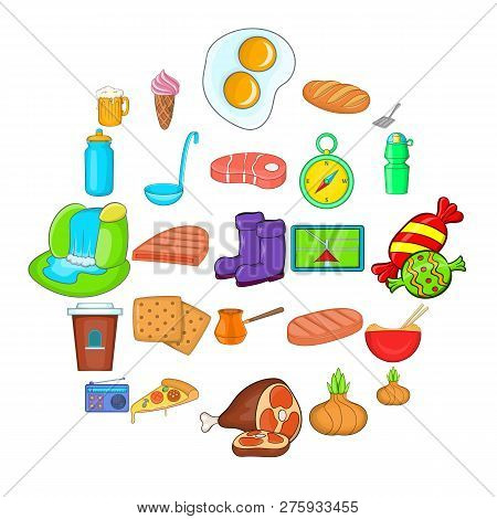 Wilderness Area Icons Set. Cartoon Set Of 25 Wilderness Area Icons For Web Isolated On White Backgro