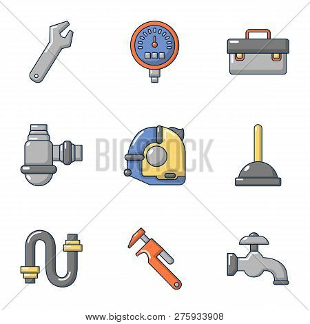 Pipe Workroom Icons Set. Cartoon Set Of 9 Pipe Workroom Icons For Web Isolated On White Background