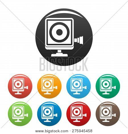 Action Camera Icons Set 9 Color Isolated On White For Any Design