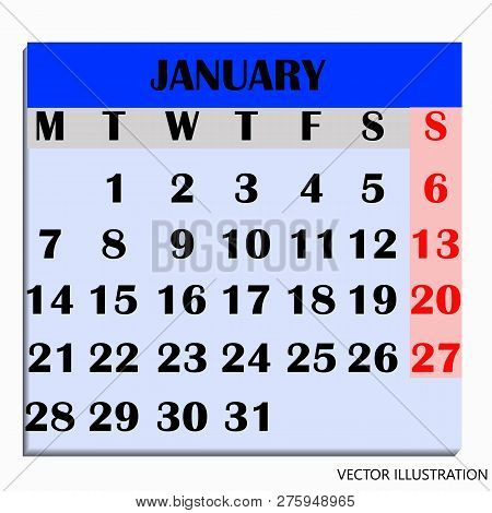 Calendar Design Month January 2019. Year 2019 Calendar. Simple Design For Calendar 2019. Calendar Fo