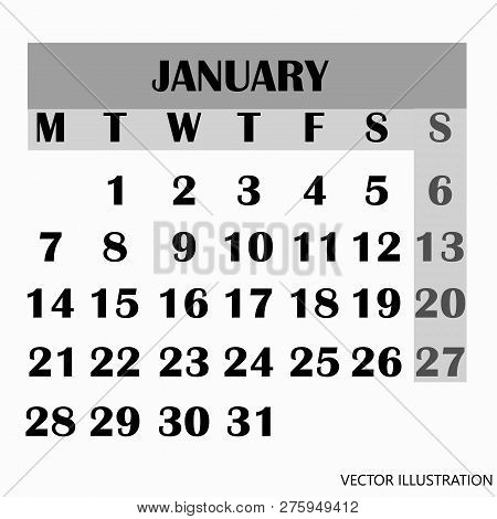 Calendar Design Month January 2019. Year 2019 Calendar. Simple Design For Calendar 2019. Calendar Fo