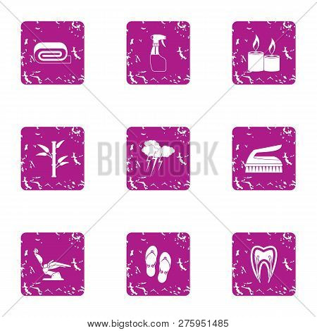 Care Of Entrails Icons Set. Grunge Set Of 9 Care Of Entrails Icons For Web Isolated On White Backgro