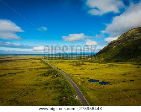 Gimsoya Island Landscape In Vagan Municipality Nordland County, Lofoten Archipelago Norway. Tourist 