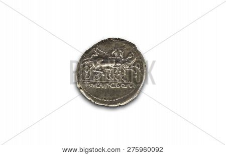 Republican Denarius With Quadriga Depiction,110 Bc. Isolated