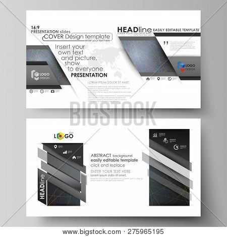 Business Templates In Hd Format For Presentation Slides. Vector Layouts In Flat Design. Colorful Dar