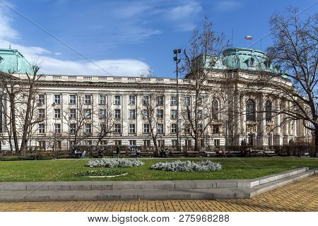 Sofia, Bulgaria - March 17, 2018: Facade Of University Of Sofia St. Kliment Ohridski, Bulgaria