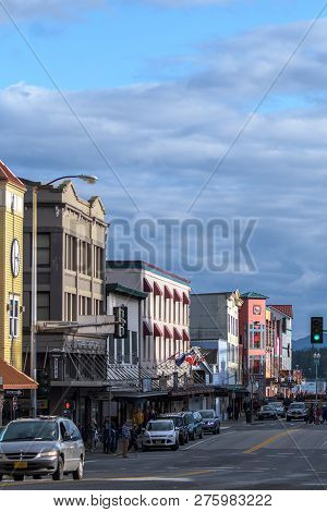 Ketchikan, Alaska - September 30 2017: Main Street In Ketchikan, Alaska
