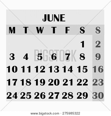Calendar Design Month June 2019. Year 2019 Calendar. Simple Design For Calendar 2019. Calendar For O