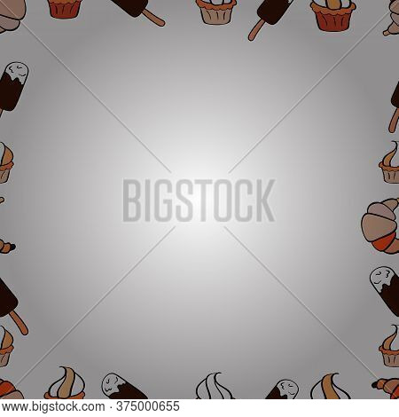 Doodle Frame. Vector Illustration. Seamless Pattern. Illustration In Brown, Orange And White Colors.