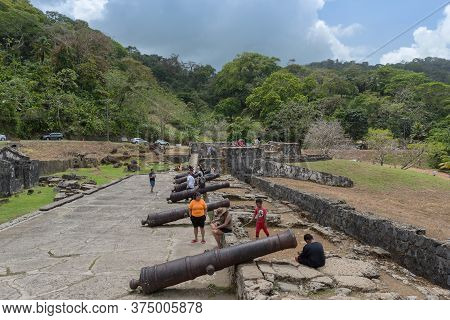 Visitors To The Santiago Battery Fortifications, Portobelo, San Lorenzo, Panama