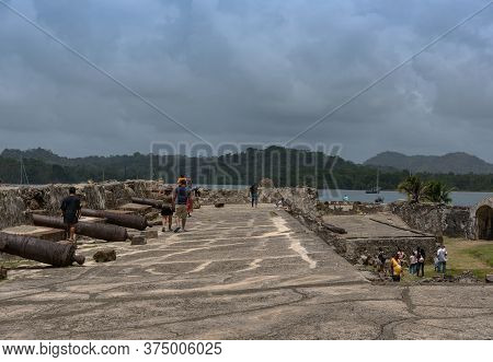 Visitors To The Santiago Battery Fortifications, Portobelo, San Lorenzo, Panama
