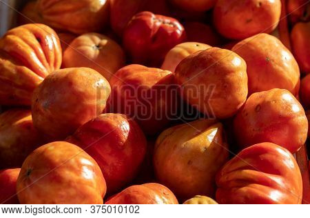 Ripe Red Tomatoes At A Farmers Market In Italy