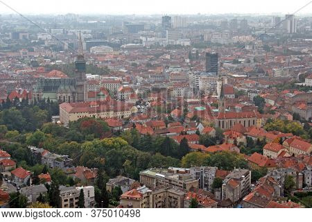 ZAGREB, CROATIA - OCTOBER 09, 2011: Cathedral of the Assumption of the Virgin Mary and the Franciscan Church of St. Francis of Assisi on Kaptol in Zagreb, Croatia