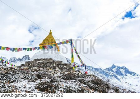Buddhist Stupa In Deboche Village, Nepal, Himalayan Mountains