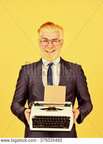 I Like It. Modern And Old Technology. Digital Business. Vintage Typewriter. New Technology. Successf