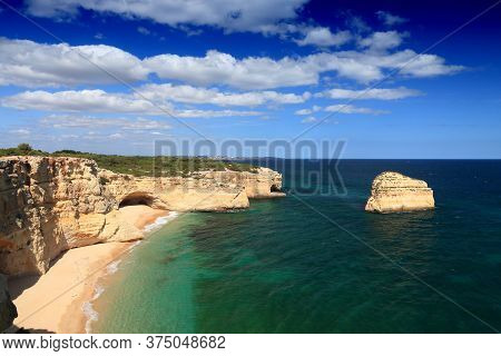 Algarve Region, Portugal. Sandy Beach In Lagoa - Praia Da Malhada Do Baraco. Portugal Nature.