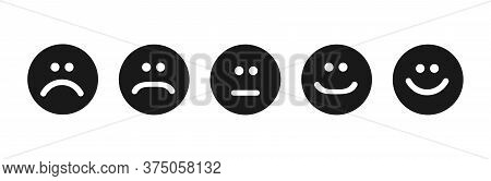 Set Of Flat Emoticons Islolated On White Background. Happy Or Angry Emotion