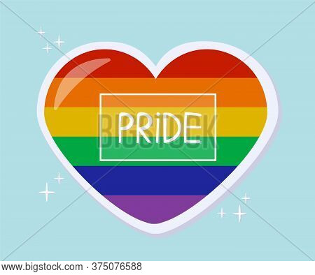 Pride Heart Sticker. Lgbt Pride Month In June. Lesbians, Gays, Bisexuals, Transgender People. Lgbt F