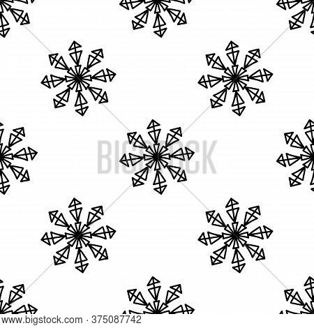 Seamless Pattern Made From Doodle Abstract Snowflakes. Isolated On White Background. Vector Stock Il