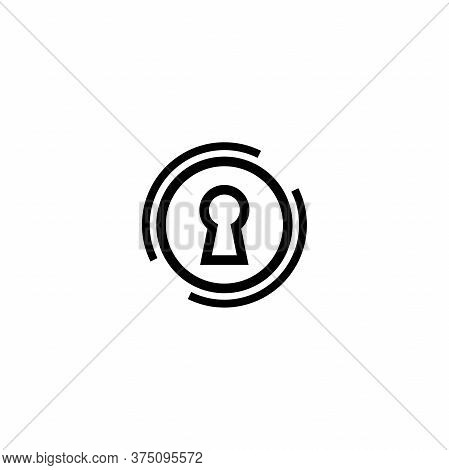 Black Hey Hole In Circle. Line Icon. Padlock, Lock Symbol Isolated On White.