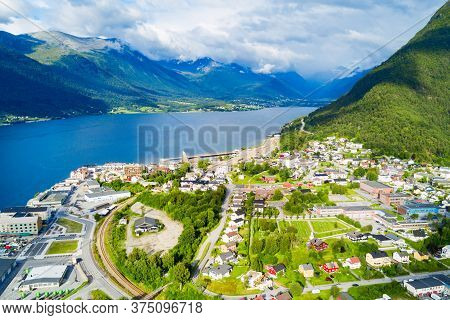 Andalsnes Aerial Panoramic View, Andalsnes Is A Town In Rauma Municipality In Norway.
