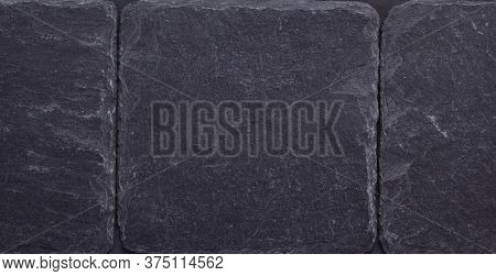 black slate stone texture as suface background, top view