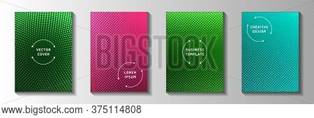 Minimal Point Faded Screen Tone Front Page Templates Vector Batch. Urban Booklet Perforated Screen T