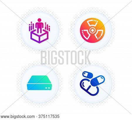 Chemical Hazard, Augmented Reality And Mini Pc Icons Simple Set. Button With Halftone Dots. Capsule 