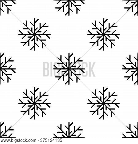 Seamless Pattern Made From Doodle Abstract Snowflakes. Isolated On White Background. Vector Stock Il