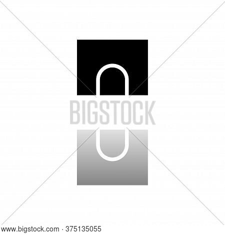 Tunnel. Black Symbol On White Background. Simple Illustration. Flat Vector Icon. Mirror Reflection S