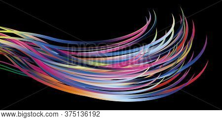 Colorful Flow Brushstroke. Wabe Sea Isolated Line.. Realistic Volume Brush Stroke. Liquid Paint Ink 