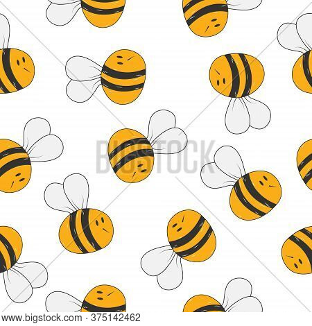 Seamless Bee Pattern For Textiles, Packaging, Texture And Simple Backgrounds