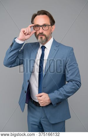 Perplexedly Removes Glasses. Innovation For Creating Smart Future. Business Education. Serious Busin
