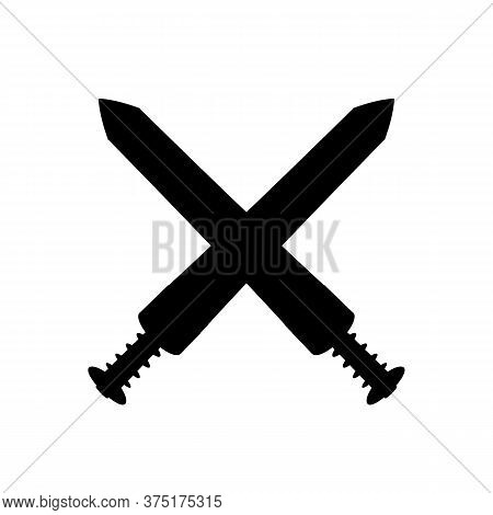 Crossed Gladius Swords Isymbol Icon On White Background. Illustration.