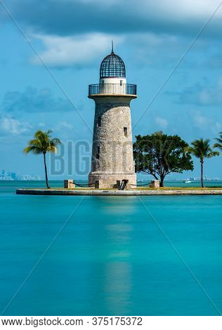 Long Exposure Of Boca Chita Lighthouse Off Florida Coast With Long Exposure