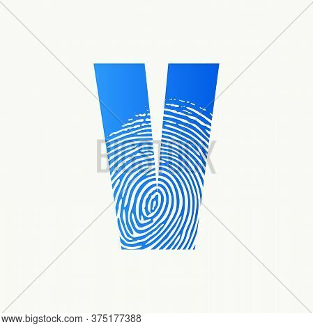 Modern Illustration Logo Design Initial V Finger Print.