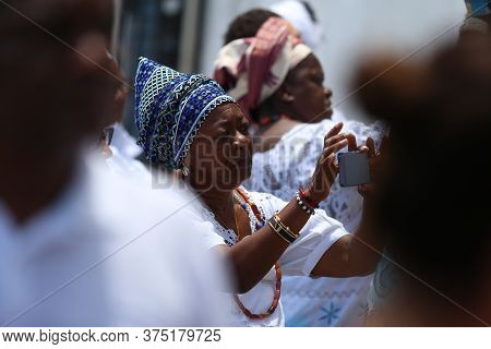 Salvador, Bahia / Brazil - November 5, 2018: Candomble Members Are Seen In A Sacred Place In A Relig